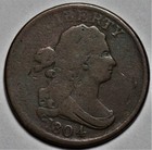 1804 Draped Bust Half Cent - Plain 4  Stemless - Us 1 2c Copper Coin