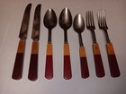 Bakelite Cherry Butterscotch Two-tone Flatware 7 Pieces