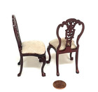 Bespaq Dollhouse Miniature Set Of 4 Side Chairs With A Mahogany Finish  1971mh