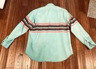 Vintage Wrangler Brushpopper Western Shirt 17 1 2-36  X-long Teal Stripe Usa