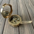 Nautical Brass Sundial Pocket Compass With Wooden Case Vintage Gift