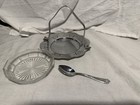 Vintage Farber Bro Krome Kraft Silver And Glass Jelly relish Dish Spoon Art Deco