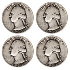  1 Face - 90  Silver Washington Quarters Circulated