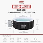 Coleman Miami 2-4 Person Airjet Inflatable Hot Tub With Cover  Black  71 x26 