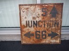 Early Route 66 Embossed Metal Highway Sign -junction 66 And 5  Lebanon Missouri