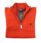 new - Polo Ralph Lauren Mens Classic    Zip Cotton Sweater - Orange   S - Xl