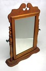 Vintage Swivel Shaving Dresser Vanity Mirror Wood Spindles Decorative Cut Top