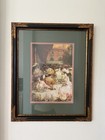 Vintage Ornate Gold Frame Framed Art Print Victorian Tea Garden Scene 23x19