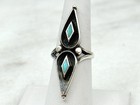 Vintage Navajo Sterling Silver Blue Shadowbox Ring Size 6 5 Native American