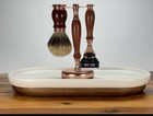 Premium Wood Fusion Cartridge Razor Men Shaving Set Badger Brush Stand Man Gift
