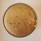 Tulip Design Glass Powder Jar With Gold Hearts Flowers Lid Design Vanity Vintage