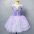 Purple Pink Ballet Girls Dance Skirt Sequin Tutu Dress Performance Clothing