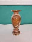 Vintage Marbled Onyx Marble Natural Stone Vase Green Tan Caramel Cream 8    Tall