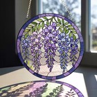 Wisteria Stained Glass Suncatcher     Purple Floral Window Decor            