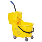 Mop Bucket Cart With Side Press Wringer metal Handle And 34quart Capacity yellow