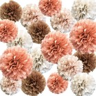 Tissue Pom Poms Wedding Party Decorations     20 Pieces Dusty Pink Brown Pastel   