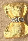 Sweet 5 8    Realistic Bright Gold Metal Bow W Bright Glass Rhinestones 3 D Button