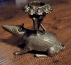 Mushak Mouse Candle Holder  All Brass  Ganesha Rat