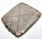 Art Deco Etched Hinged Antique 800 Sterling Silver Mirror Powder Compact Vanity
