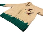Vintage 50s 60s Cowichan Wool Sweater Xl- Shawl Collar Mallard Ducks Hunting 