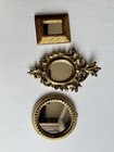 Vtg Antique Wall Mirror Lot Gold Ornate Small Miniature Tiny Gallery Wall Set 3