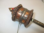 Vintage Tibetan Spinning Prayer Wheel Copper Color Buddhist Ritual