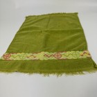 Vintage Martex Hand Towel Bathroom Lime Green Flower Embroidery Cotton Usa    