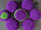 7 New Dish Scrubbies Purple   Multi With Green Blackhandmade Crocheted Nylon Net