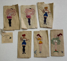 6 Vtg Cocktail Napkins Risqu   Naughty Padded Assets Embroidered Pin Up Girls