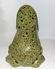 Huge Planter Vintage Open Mouth Ceramic Frog  Speckled Green Drip Glaze 1970s