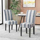 2-piece Blue Fabric Dining Chairs - Upholstered Design With Rubberwood Legs