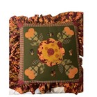 Two Handmade Ruffled Patchwork Appliqu  d Throw Pillows Country Farmhouse Fall