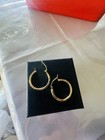 Yellow Gold Round Hoop Earrings Latch Back Closure  No Stone  Lobe Pair