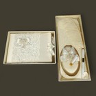 Vtg Lillian Rose Ivory Lace Wedding Guest Book   Pen Set Pearl Rhinestone Rare