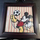 Disney Framed Pictures Set Mickey Mouse Embroidered Fabric Kids Room Decor