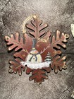 Hand Painted Winter Holiday Christmas Wall Hanging Ornament Lot Of 2 Rustic