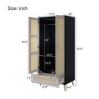 H71  Tall Bedroom Armoire Wardrobe Closet 2 Rattan Doors Hang Rod Drawer Cabinet
