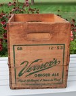Vintage 1950 s Vernor s Ginger Ale Wooden Advertising Crate Stamped 12-53