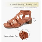 Ruiee Womens Tan Faux Leather Strappy Gladiator Sandals Square Toe Heel Size 11