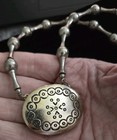 Near Full Estee Lauder Moonsilver Solid Perfume Locket Pendant Necklace Vintage