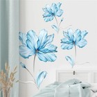 Removable Flower Decal Blue Lotus Wall Sticker 3d Wall Art Bedroom Home Decor