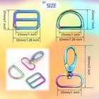 Rainbow Swivel Hook Claw Clasp - 25mm Slide Strap Buckle D Ring Adjuster Buckle