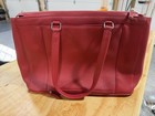 American Airlines Flight Attendant Cole Haan Red Leather Uniform Tote Bag New