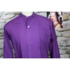 Devin Michaels Mens Purple Pleated Bib Band Collar Tuxedo Shirt L 34 35 Formal