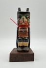 Alaska Black Diamond Hand Carved Wood Raven Totem Pole Signed Vic Yeoda 4 5   