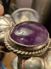 Rare Vintage Mexican Sterling Silver Natural Amethyst Grape Leaf Brooch 23g   