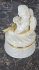 Vintage - Angel Jewelry   Trinket Round Porcelain Box - New Old Stock 