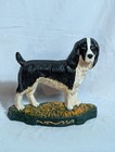 Vintage Cast Iron English Springer Spaniel Dog Figurine Doorstop Black White