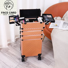 Professional 4 In1 Aluminum Rolling Cosmetic Makeup Train Case Trolley  Rose Gol