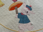 Vintage Child Baby Applique   Quilt Featuring Bunnies rabbit 46 X 33 Inches 1964